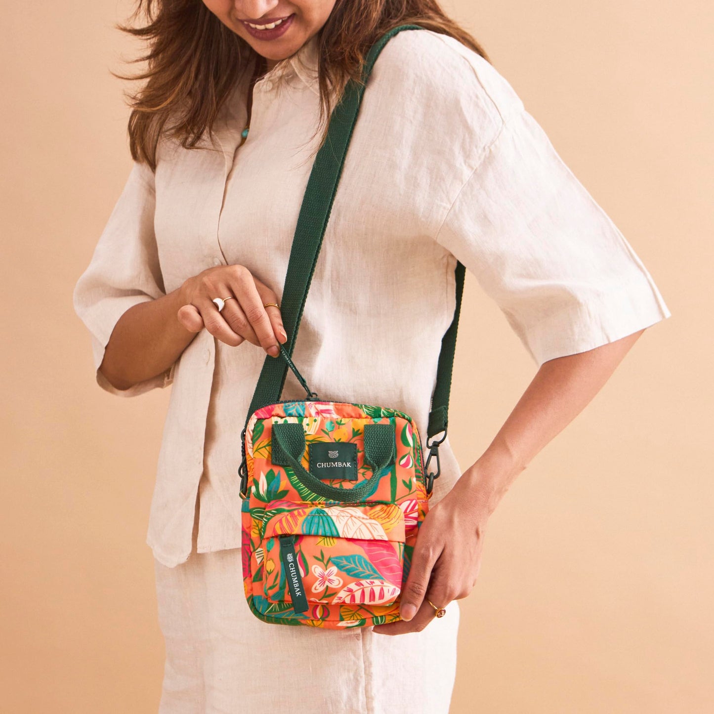 Chumbak Crossbody Sling Bag for Women | Stylish Printed Canvas Box Sling bag | Multipurpose Daily use Bag for Office/College/Travel