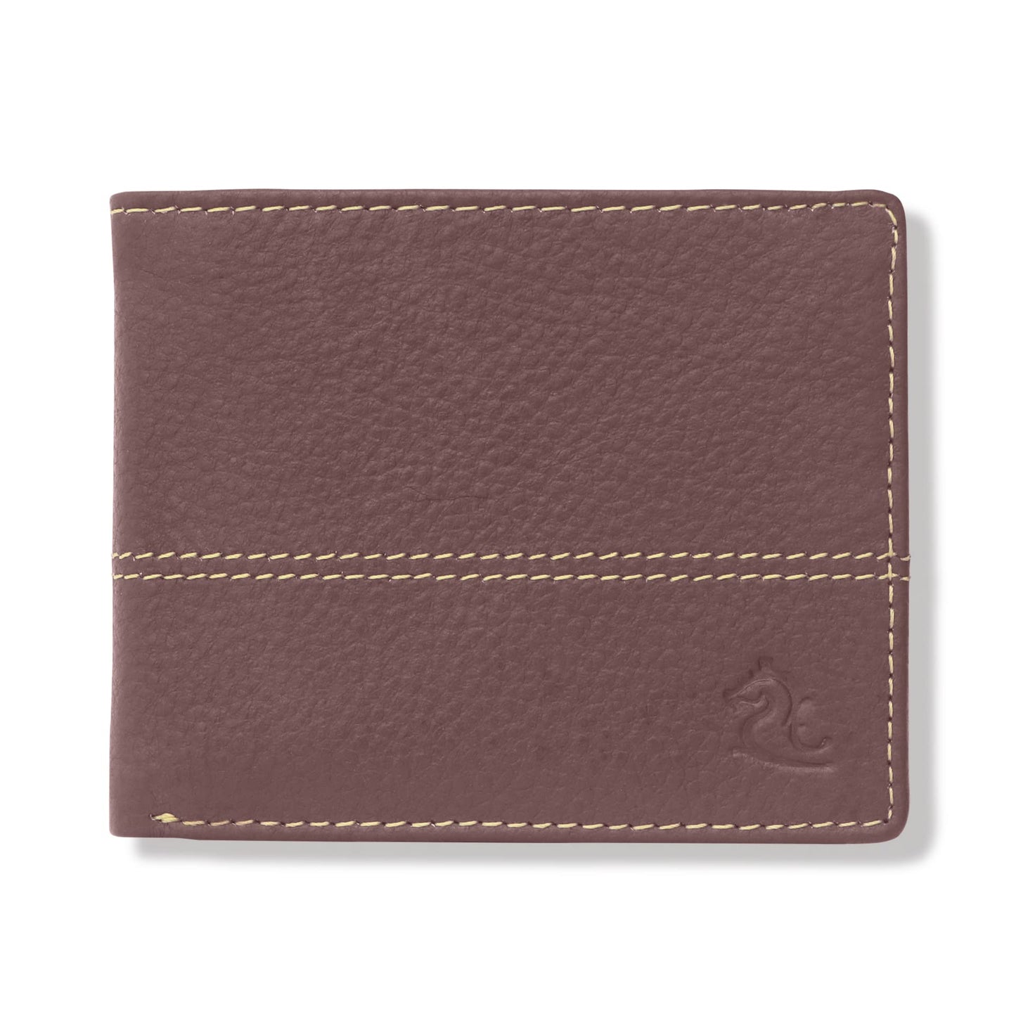 KARA Genuine Leather Maroon Wallet for Men - Bifold Contrast Stitch Men's Wallet with 7 Cards Slots