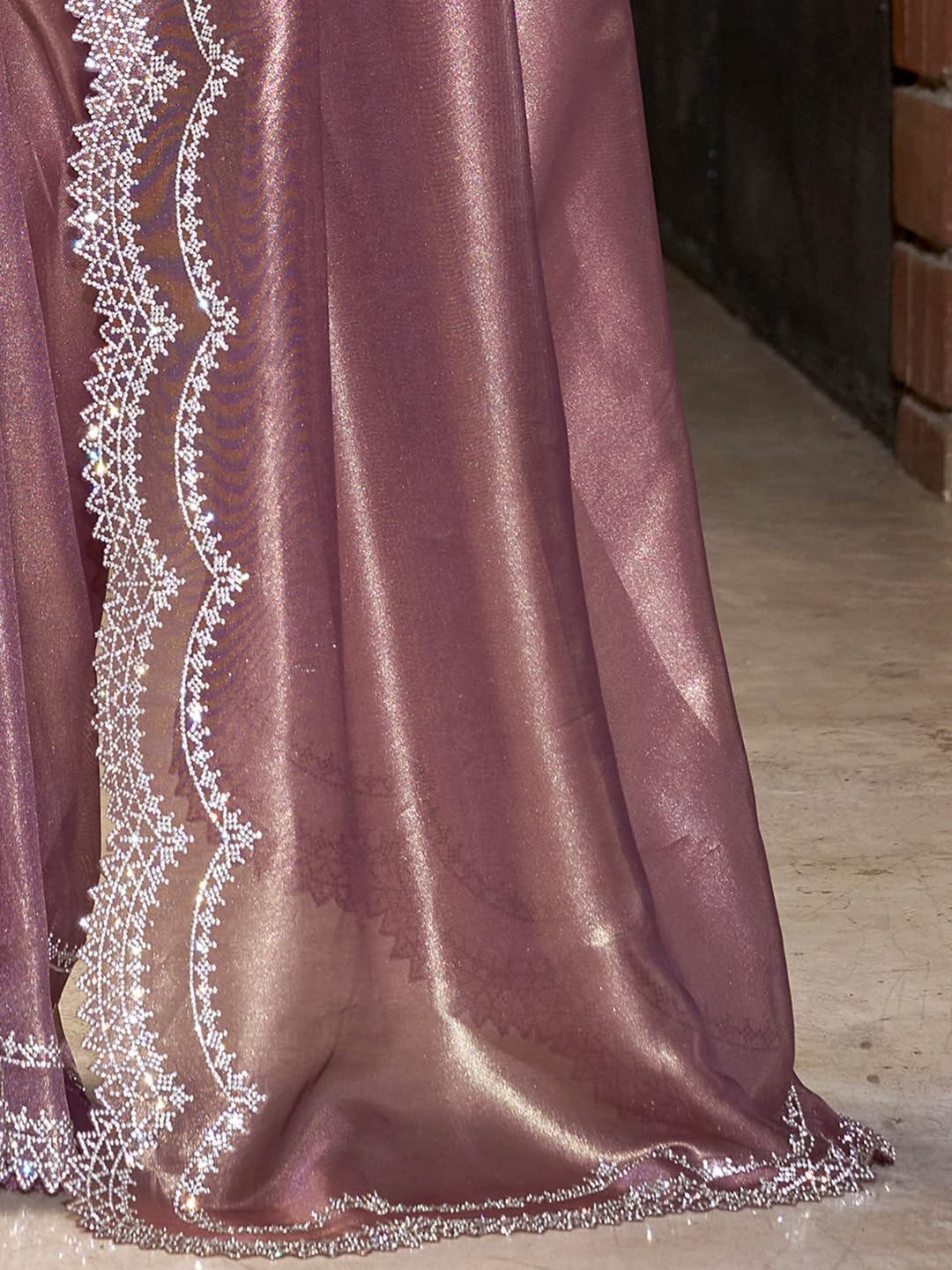 SAREE MALL Women's Black Satin Silk Embellished Saree With Unstitched Blouse(MAHEK865A_MK)