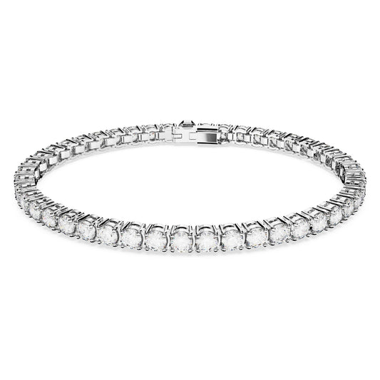Swarovski Matrix Tennis bracelet, Round cut, White, Rhodium plated