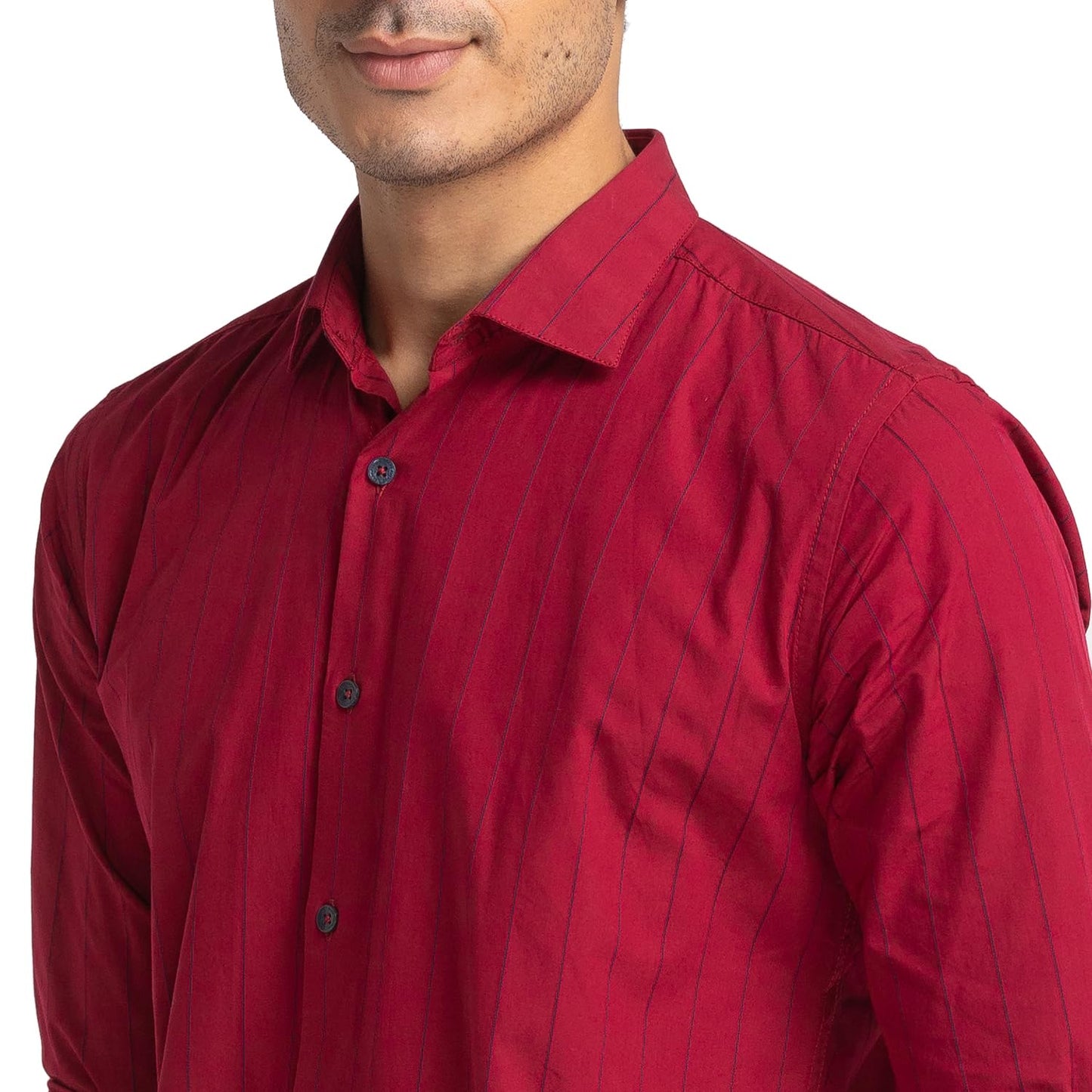 Park Avenue Slim Fit Dark Red Casual Shirt for Men