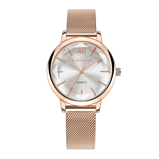 Giordano Analog Stylish Watch for Women Water Resistant Fashion Watch Round Shape with 3 Hand Mechanism Wrist Watch for Girls & Ladies to Compliment Your Look/Ideal Gift for Female - GZ-60051