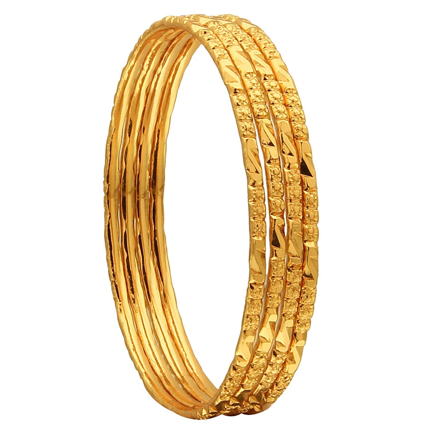 SUKRA GOLD 1 Gram Micro Gold Plated Traditional Designer Trendy Plain Bangles Sets for Women & Girls (2.4)