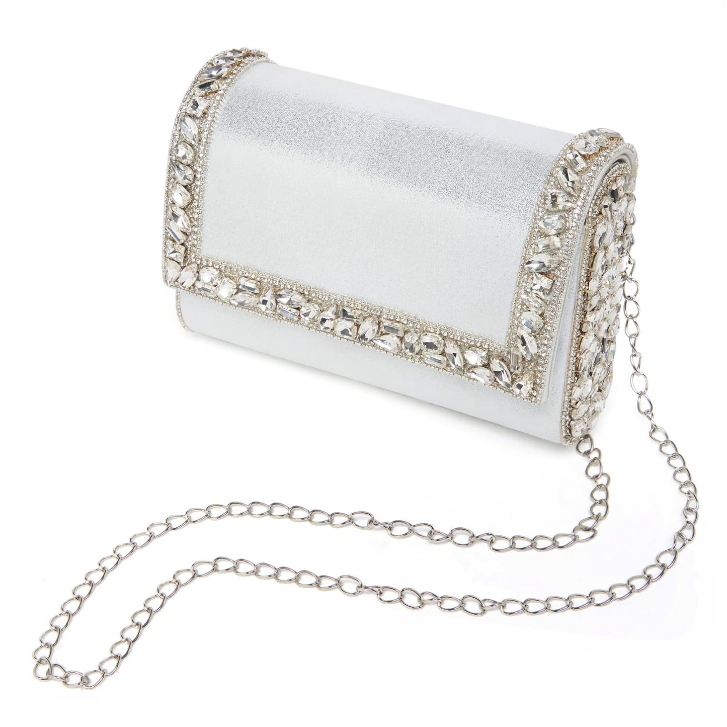 Peora Clutch Purses for Women Wedding Handmade Evening Sling Handbags Party Bridal Clutch (C100S)