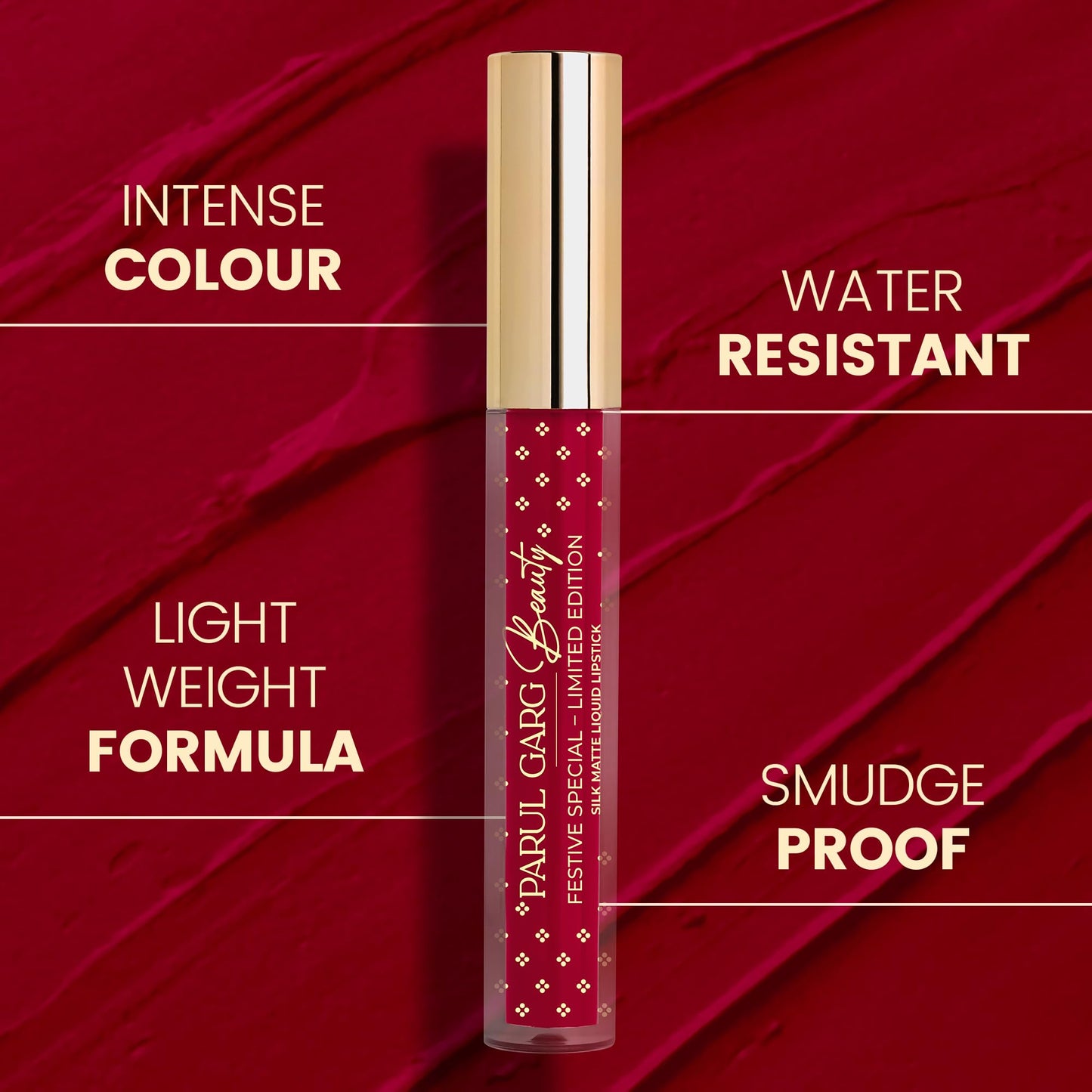 Parul Garg Beauty Silk Matte Liquid Lipstick | Long-Lasting & Smudge-Proof | Soft Matte Finish | Vegan & Clean Beauty | Hydrates with Shea Butter & Vitamin E (Suhaag, 2.5ml)