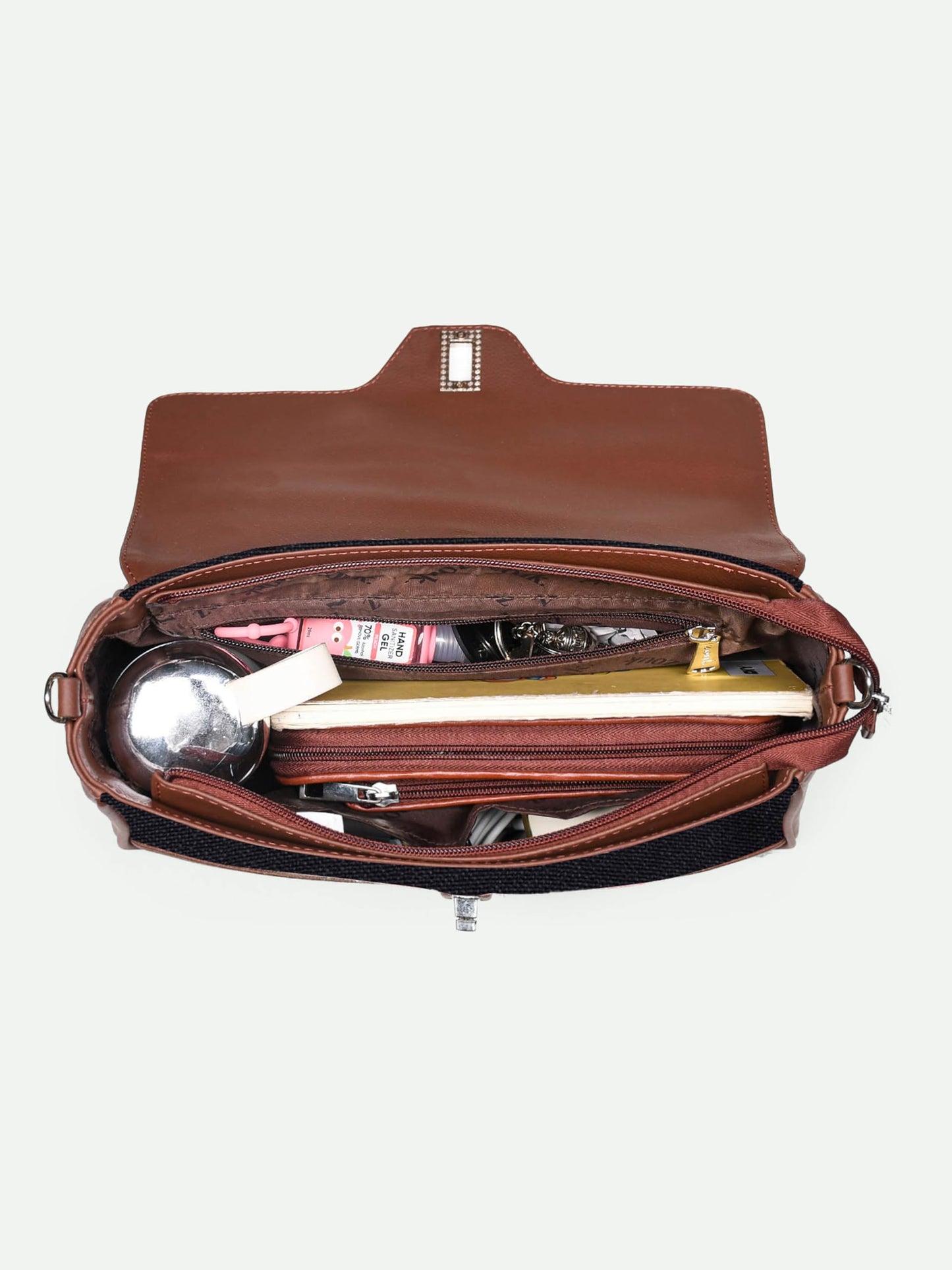 ZOUK | Royal Indian Peacock Motif Women's Vegan Leather Nessa Satchel | Kriti Sanon Collection | Stylish Handbag with Adjustable Strap, Top Handle | Motif