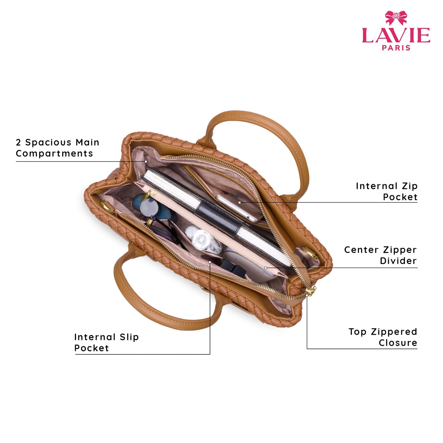 Lavie Paris Women's Bleuet HZ Large Satchel Bag | Satchel Handbag for Work | Ladies Purse | Stylish Shoulder Bag | Gift for Women