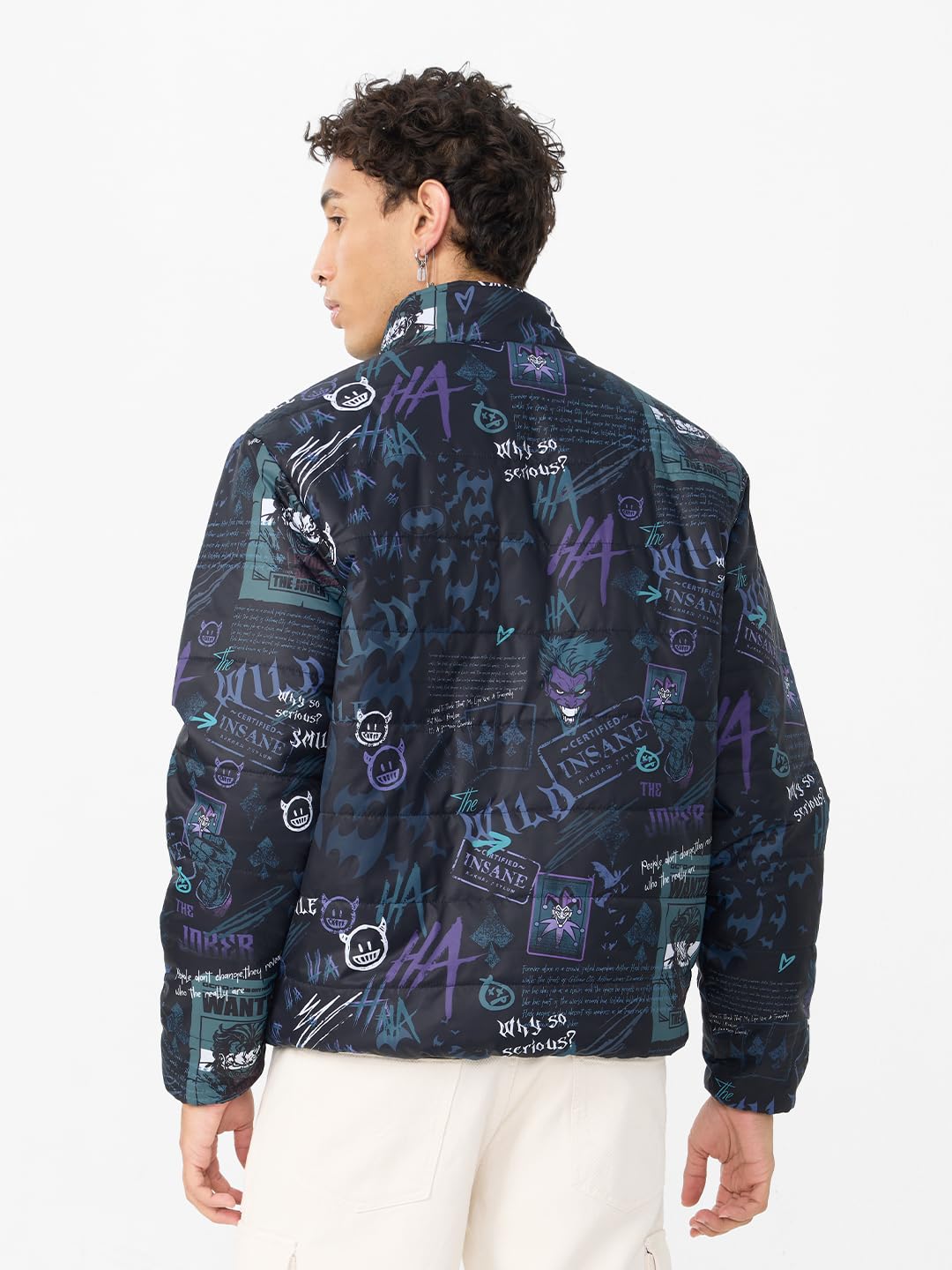 The Souled Store Official Joker : Insane Men and Boys Long Sleeve Polyester Reversible Puffer Jackets