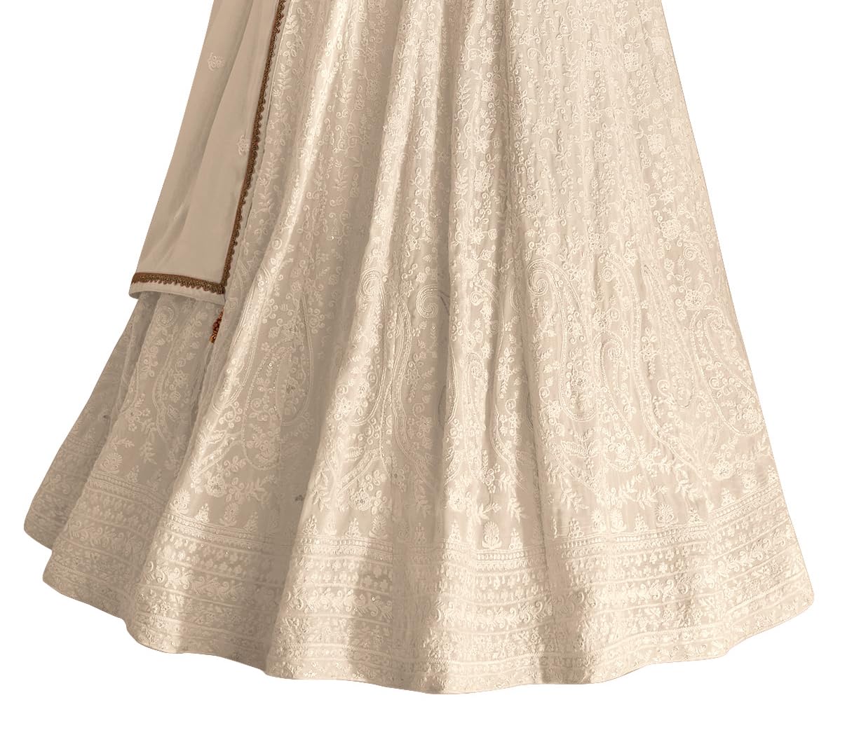 RUDRAPRAYAG Georgette And Santoon Embroidered Ankle Length Anarkali Gown For Women White