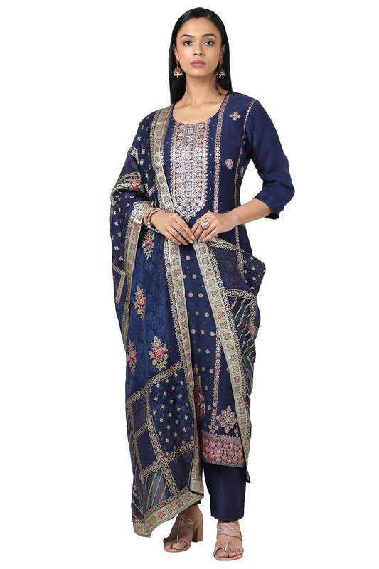 Soch Women's Brocade Salwar Suit Set (EWS5CD21646B_Blue