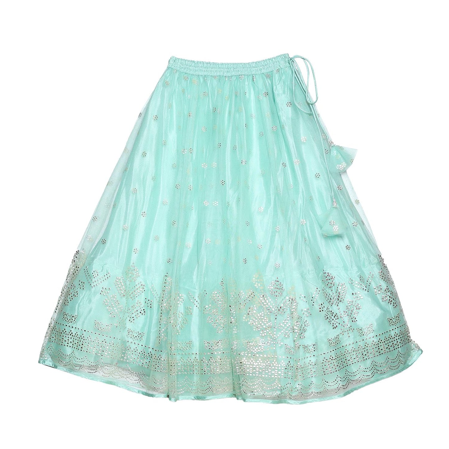 BIBA Girls Solid Polyester Blend Lehenga Set (KW5221_9_Green) (KW5221AW23MNT