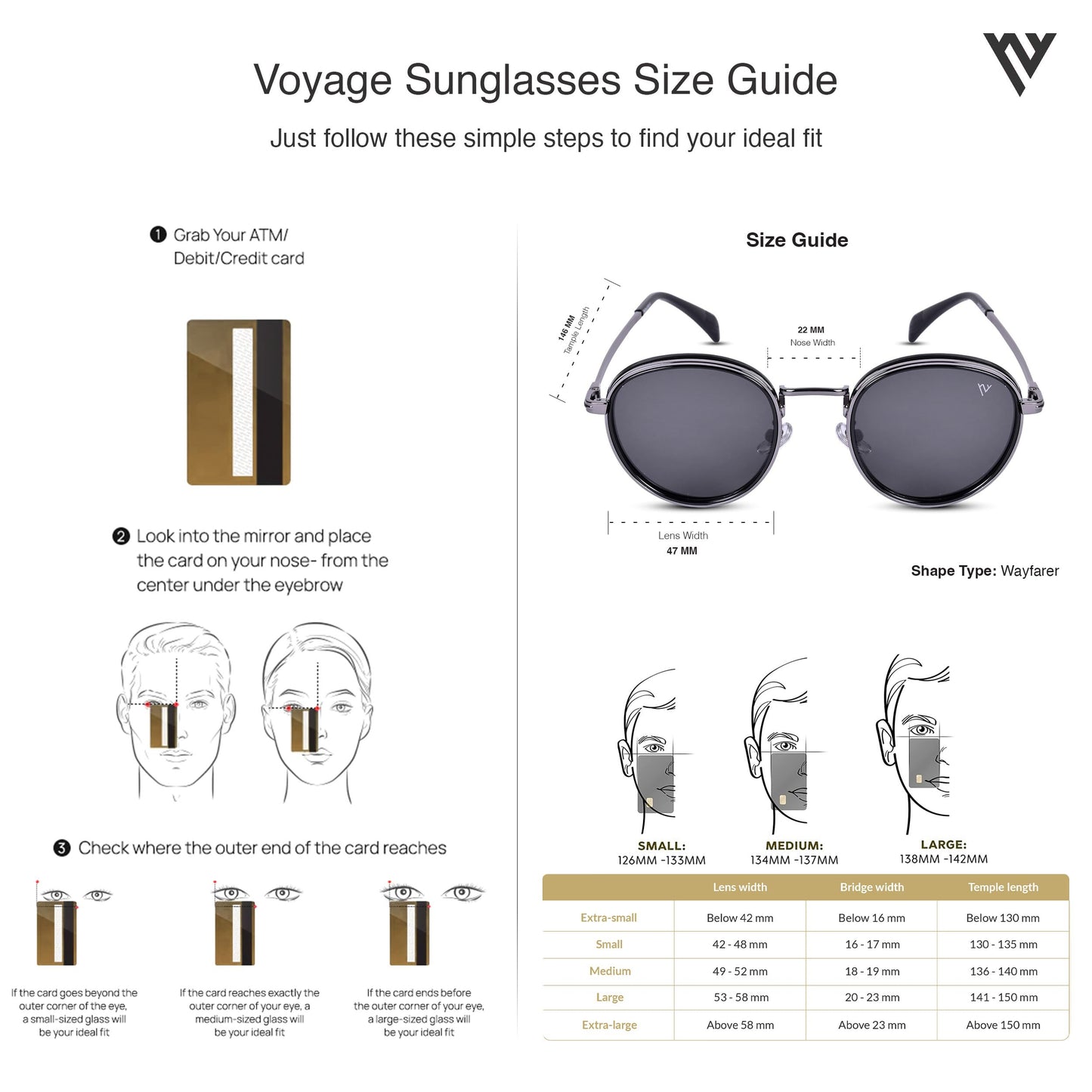 Voyage Black Round Polarized and UV Protected Sunglasses for Men & Women (3040MG3981 | Golden Frame | Black Lens)