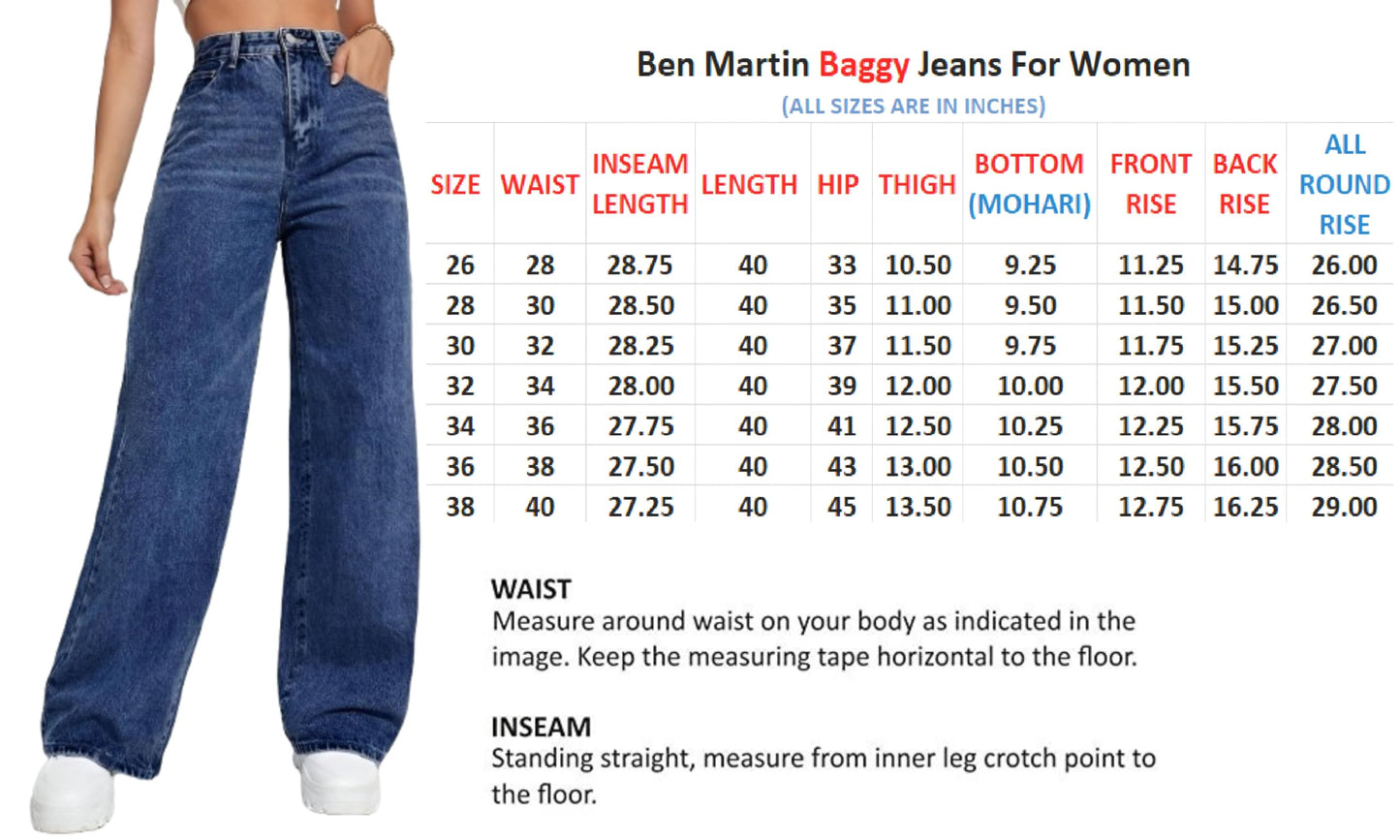 Ben Martin Baggy Jeans for Women || Women,s Loose Jean Pants || Oversized Jean's for Women's || Wide Leg Jean,s for Woman || Casual Jins for Woman's || Loose Jin Pant for Woman,s White - 36