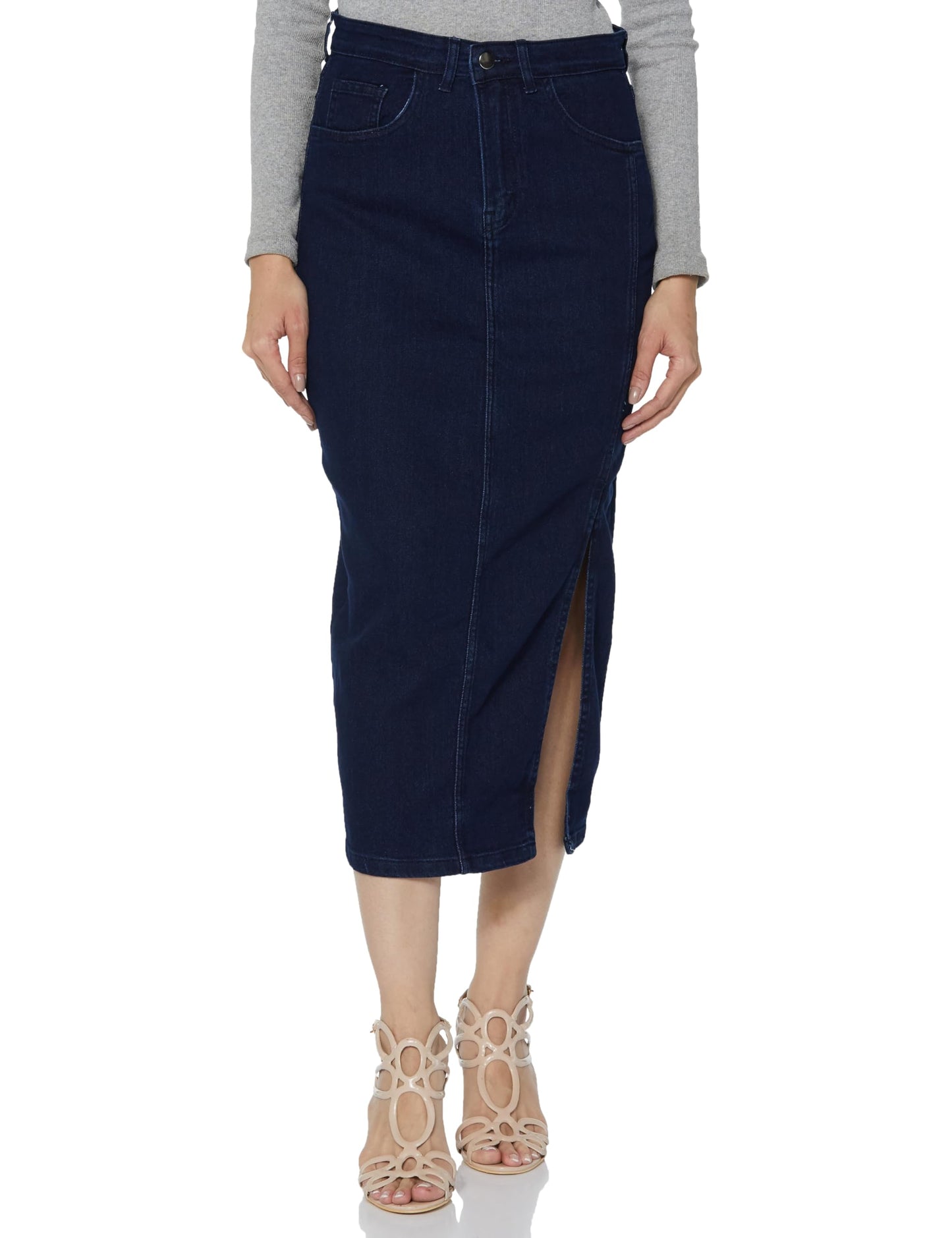 CHALODIA High-Waist Midi Skirt for Women | Lightweight, Flowy A-Line | Elegant Look for Everyday, Work & Parties Coal Black