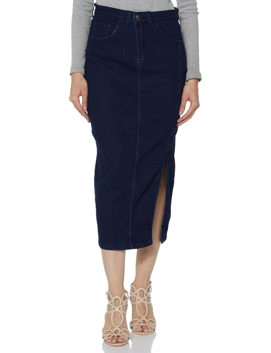 CHALODIA High-Waist Midi Skirt for Women | Lightweight, Flowy A-Line | Elegant Look for Everyday, Work & Parties Coal Black
