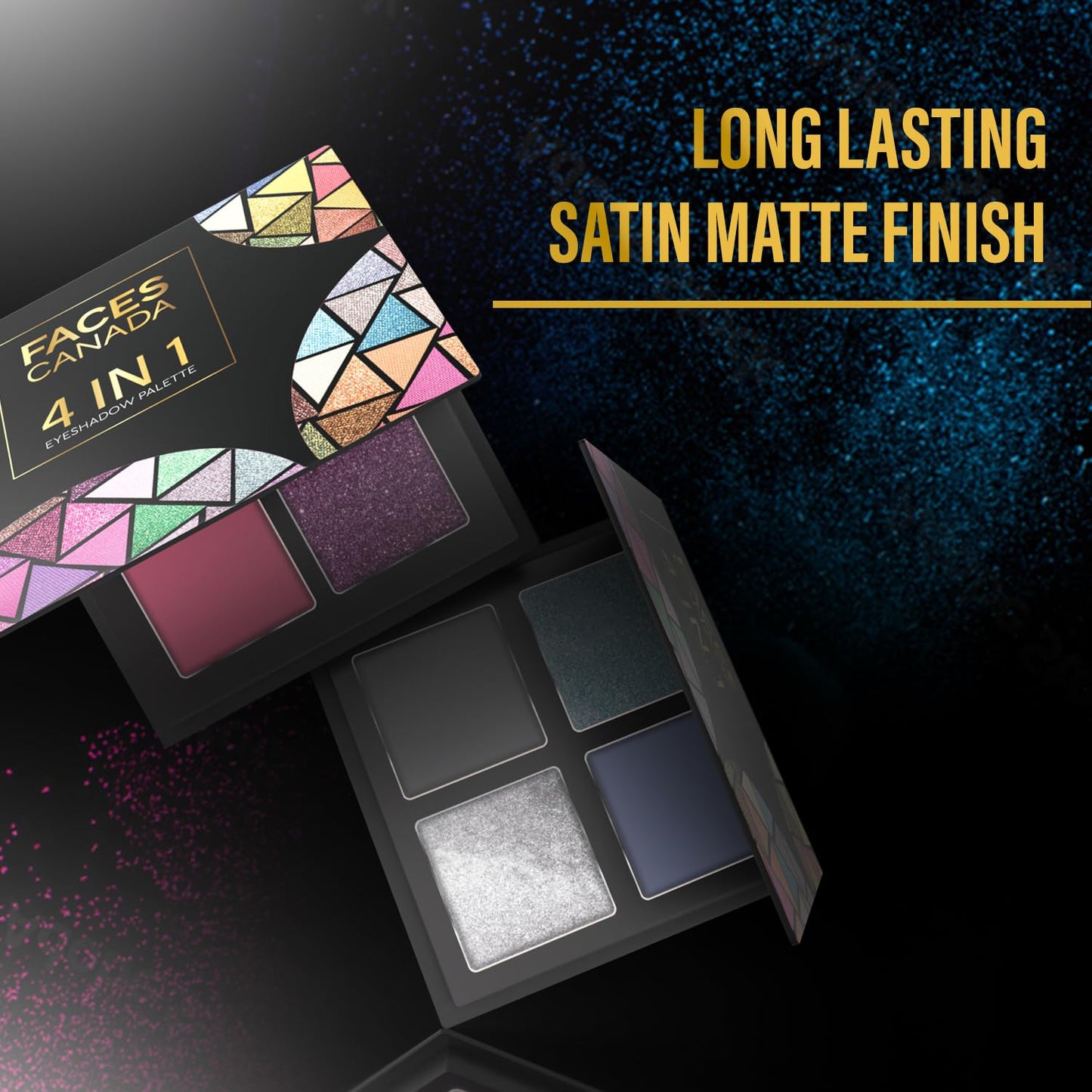 FACESCANADA 4 In 1 Quad Eyeshadow Palette Powder - Gossip Gang 04, 4.8G|Shimmer&Matte Shades|Satin Matte Finish Eye Shadow Quartet|Intense Pigment|Long Lasting|Vitamin E Enriched|Vegan,Multi
