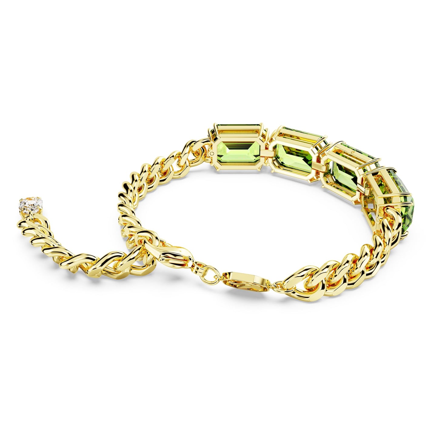 Swarovski Millenia bracelet, Octagon cut, Green, Gold-tone plated