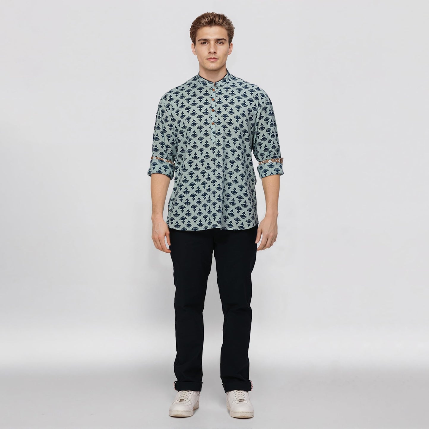 Raymond Ethnix Mens Medium Blue Short Kurta