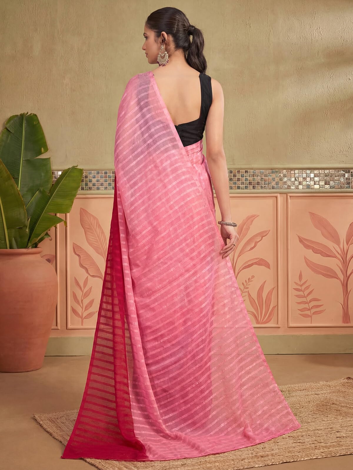 SIRIL Women's Chiffon Ombre Saree with Unstitched Blouse Piece (106RS412A_Light Pink)