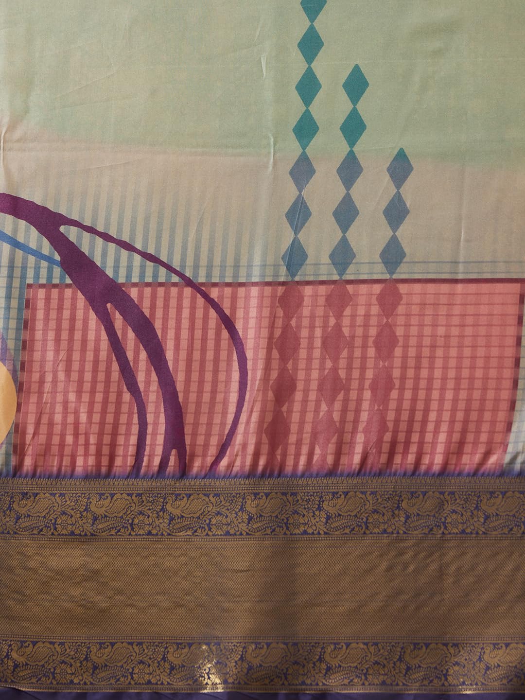 Enthone Womens Banarasi Tusser Soft Silk Digital Print Zari Woven Saree, Multicolour