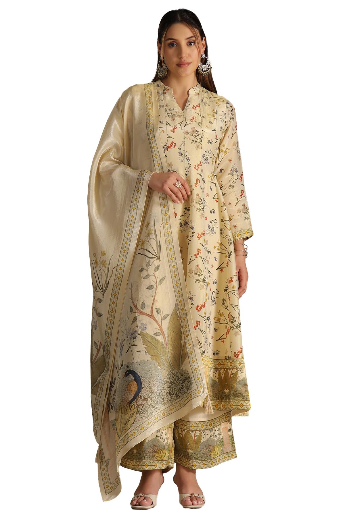 Soch Womens Tissue Botanical Print Suit Set With Sequins