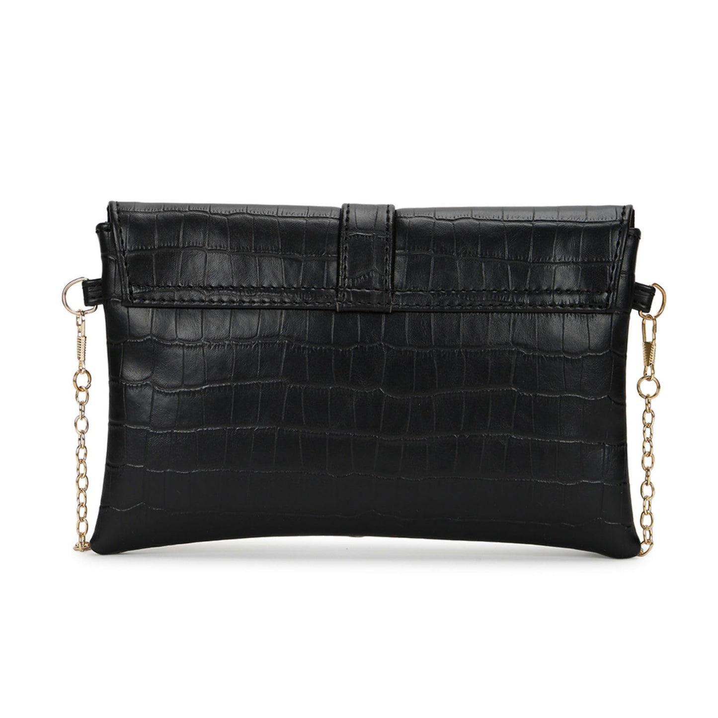 Fastrack Croc Textured Structured Sling Bag for Women, Girls and Ladies | with Detachable Gold-Toned Chain Strap & Button Closure | Slings for Casual Carry