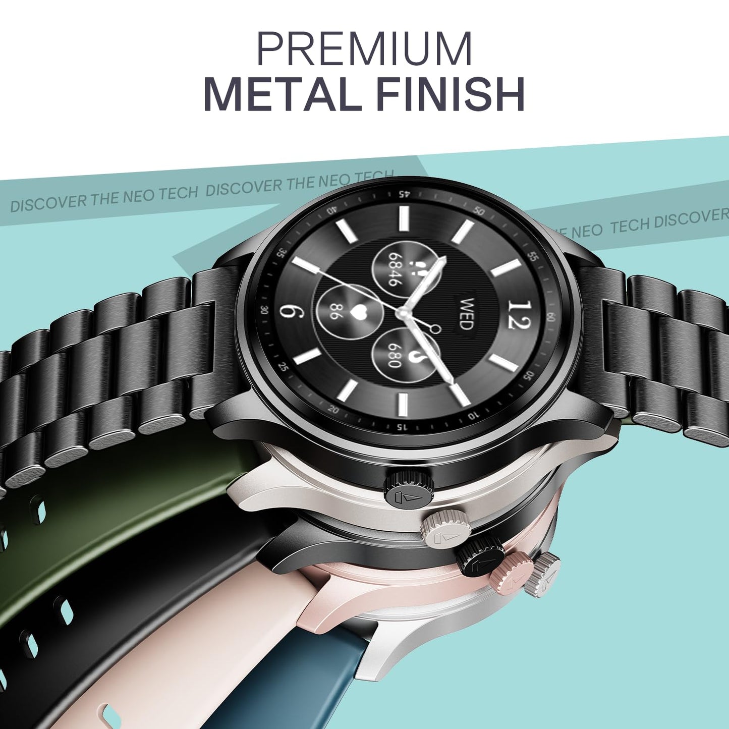 Boat Lunar Discovery Neo, 1.39" (3.5 cm) Round HD Display, Premium Metallic Finish, Animated Watchfaces, 100+ Sports Mode, Bluetooth Calling, Smart Watch for Men & Women (Cherry Blossom)