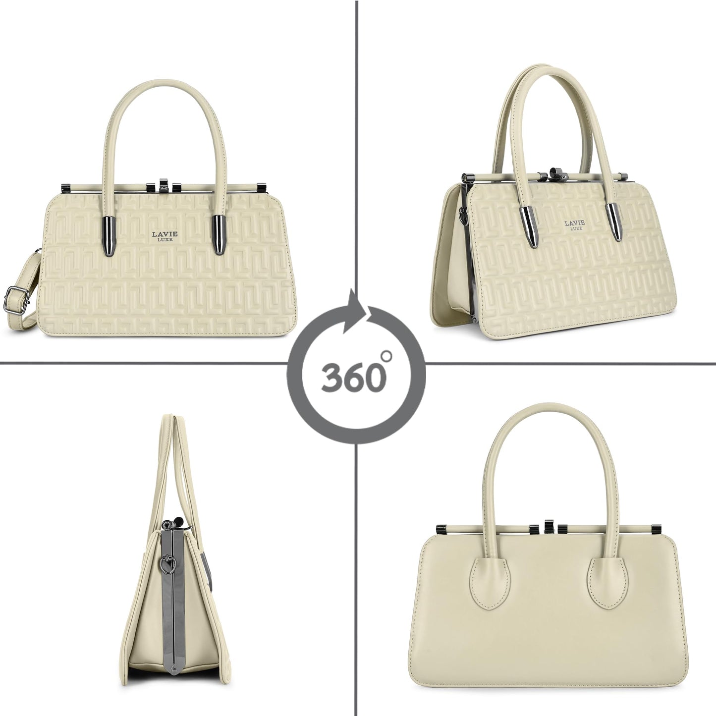 Lavie Luxe Women's Book Emboss Satchel Bag | Satchel Handbag for Work | Ladies purse | Stylish Shoulder Bag | Gift for Women