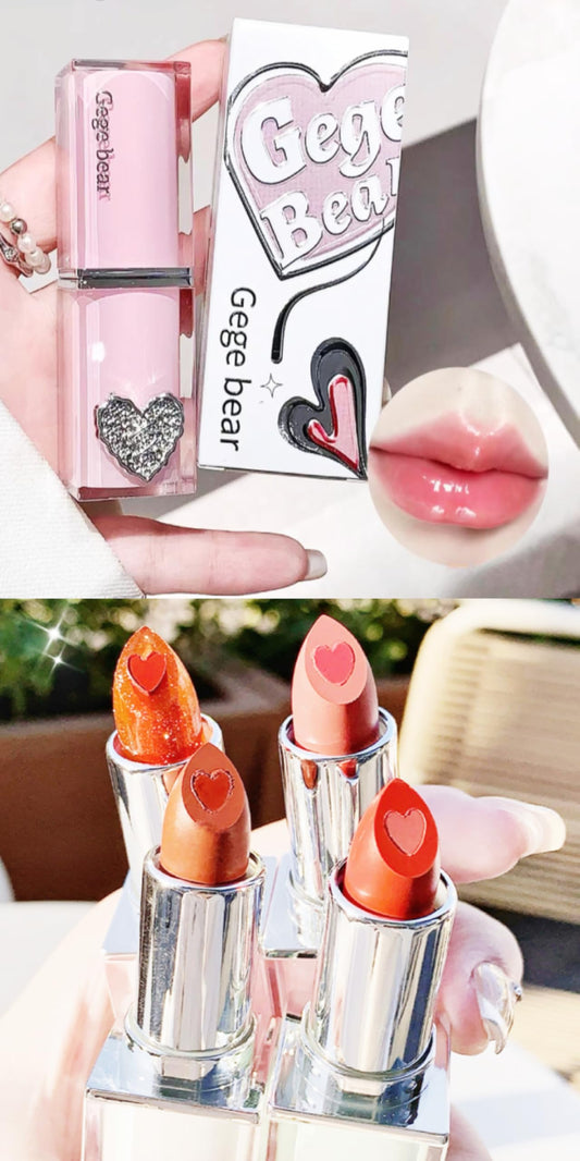 Gege Bear Crystal Clear Love Sandwich Lipstick for Women | Glossy Mirror Shine | Moisturizing, Lightweight & Non-Sticky Formula | Love-Tinted Colors that Glide Like Butter | 6 Irresistible Shades to Steal the Spotlight | (02# Light Rose, 3.8g)
