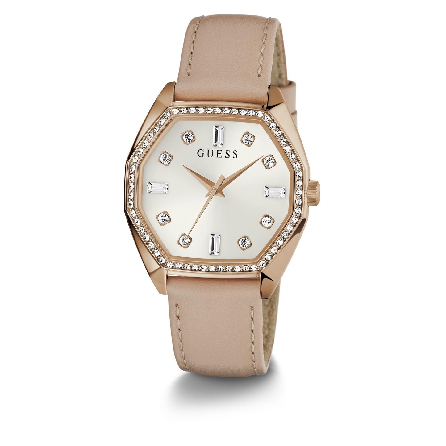 GUESS Leather Women 34 Mm White Dial Analog Watch- Gw0688L3, Band_Pink