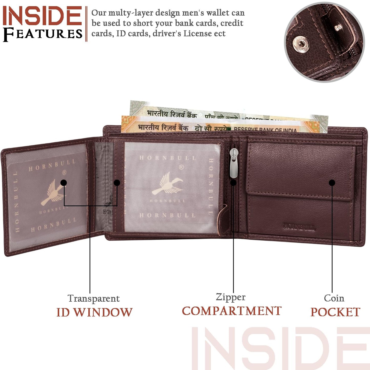 HORNBULL Men's Stella Genuine Leather RFID Blocking Wallet (BW10447)