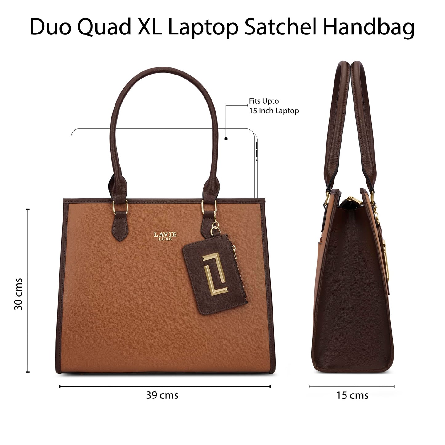 Lavie Luxe Women's Duo Quad Pro Tote Laptop Bag | Tote Laptop Bag for Work | Ladies Purse | Stylish Shoulder Bag | Gift for Women