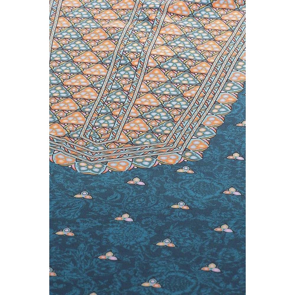 BIBA WOMEN PRINTED STRAIGHT SALWAR KURTA DUPATTA(SKDKAFTAN K7843_TEAL_42)