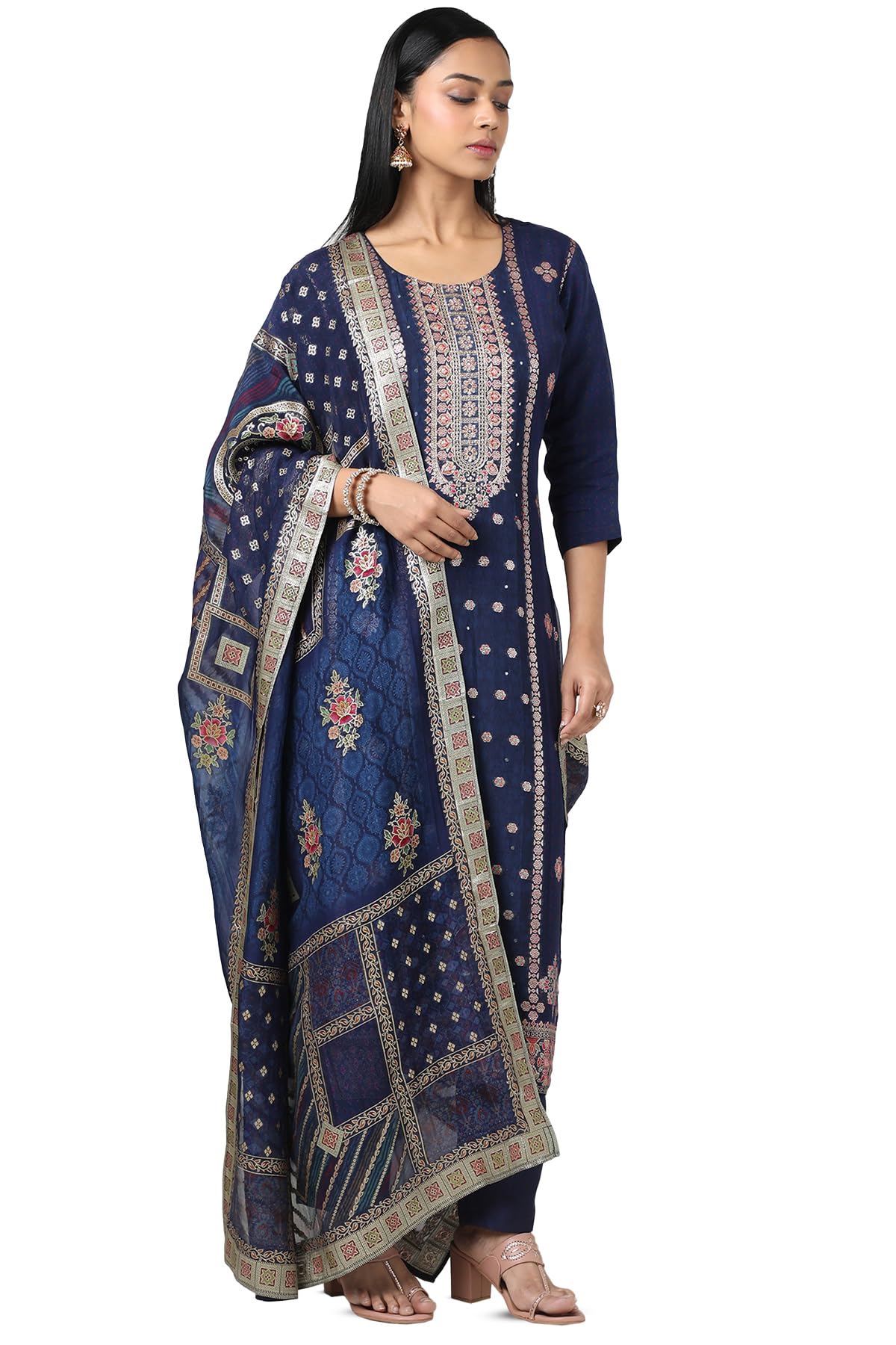 Soch Women's Brocade Salwar Suit Set (EWS5CD21646B_Blue