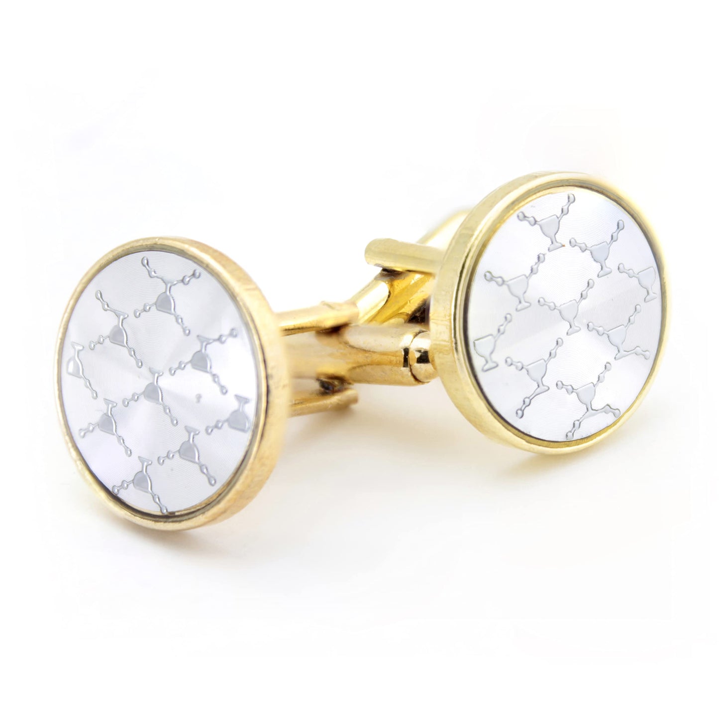 Kavove The Glass Link Silver & Golden Cufflink For Men
