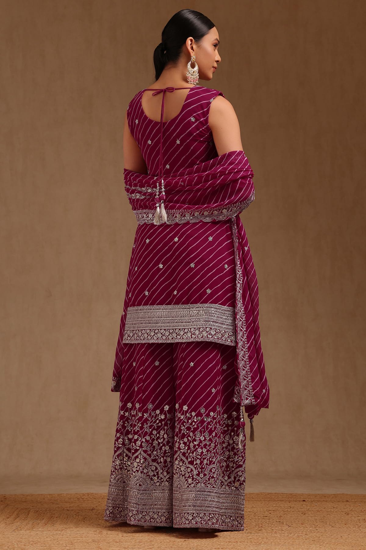 Soch Womens Fuchsia Georgette Sequin Embellished Salwar Suit