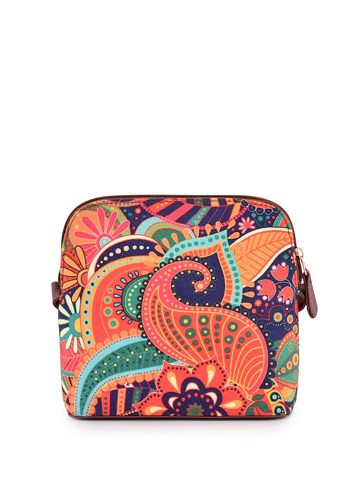 Sakwoods Women Printed Canvas Sling Bag Blue (MULTICOLOUR)