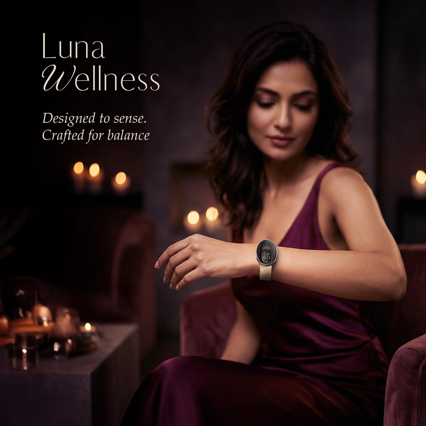 Titan Orbis Women Smartwatch with 1.62” AMOLED Display,Luna Wellness,UV/AQI Index,Animated Watch Faces,QR Hub, Stress Monitoring,Breathe Exercise, Sleep,IP68,24/7 Health Suite - Beige