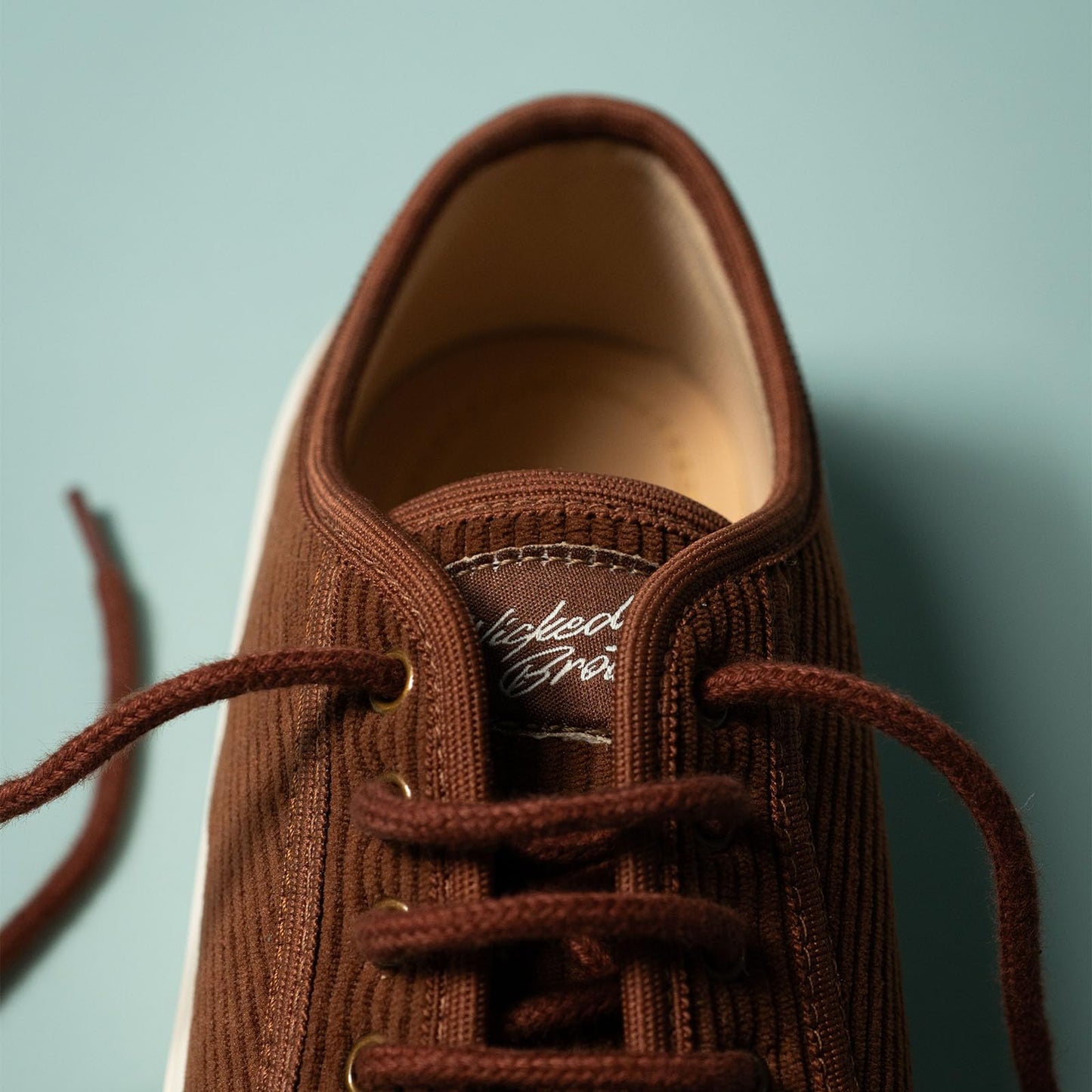Theater Women Wicked Brown Corduroy Lace-Up Sneakers | Soft Low-Top Casual Shoes with Cushioned Insole | Stylish Comfortable Canvas Fashion Sneakers