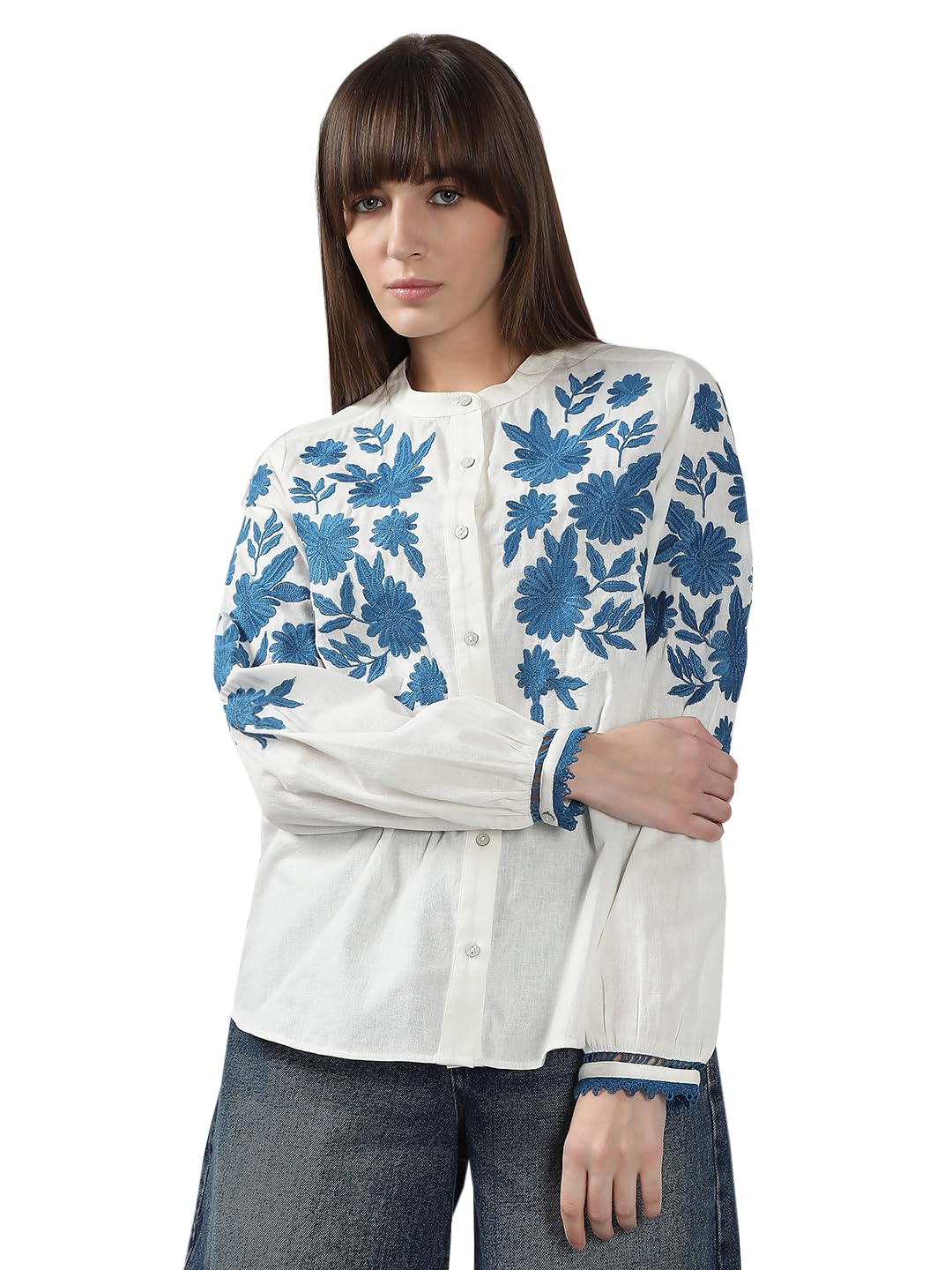 VERO MODA Women's Cotton Regular Fit White Shirt