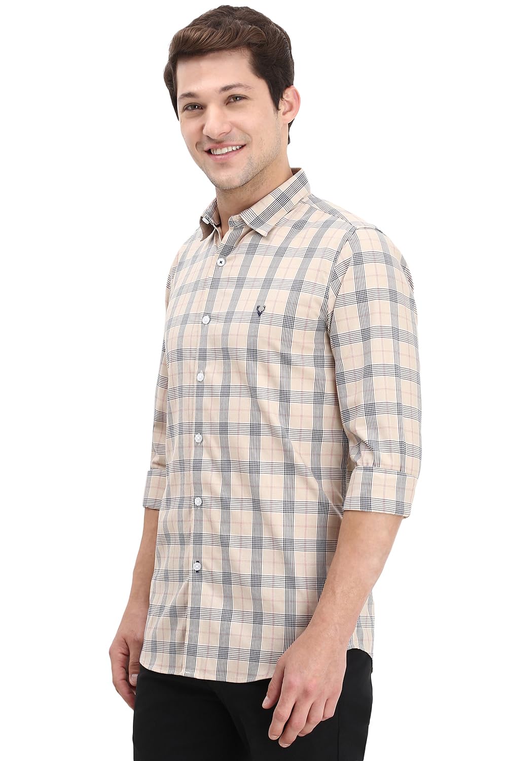 Allen Solly Men's Slim Fit Shirt (ASSFQMOB092111_Beige