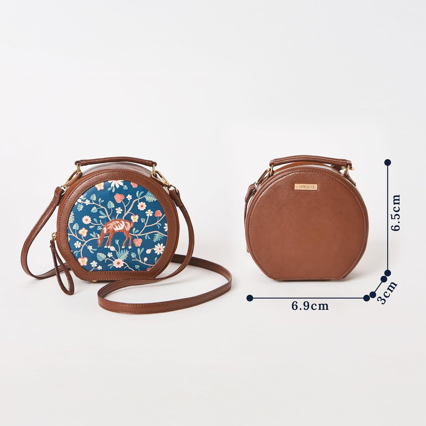 Chumbak Vienna Crossbody Bag, 2.2L, Tan, PU Outer with Polyester Lining, Stylish Small Sling Bag for Women, Kashmir Trails Collection