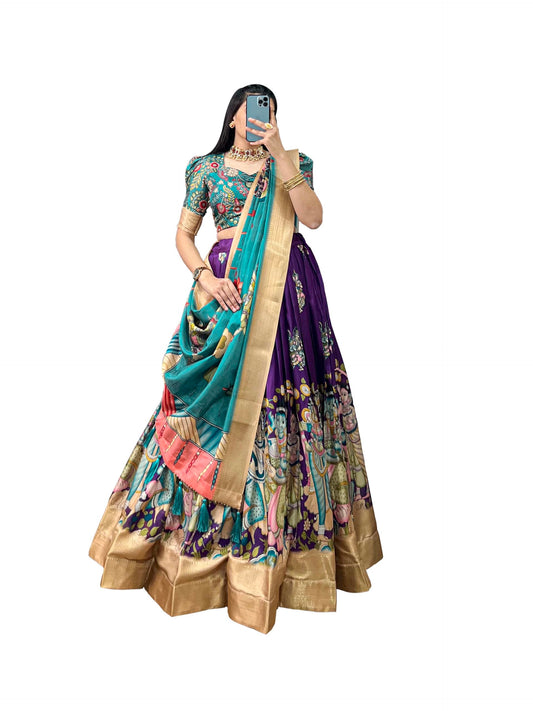 LooknBook Art Silk Women's Lehenga Choli (LNB1017_Purple_Free Size)
