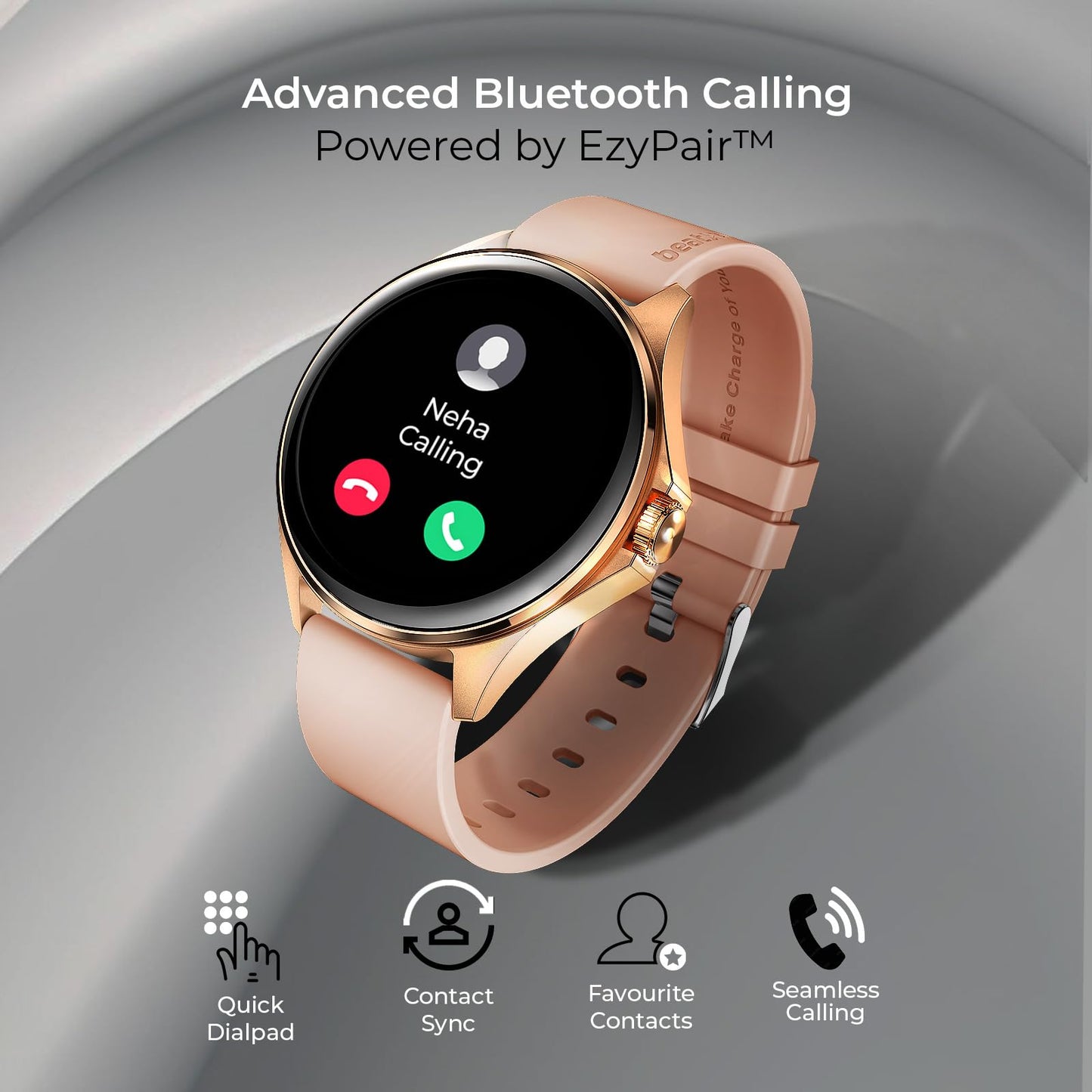 beatXP Nuke 1.32” Super AMOLED Display Bluetooth Calling Smart Watch, 466 * 466px, Metal Body, 500 Nits, 60Hz Refresh Rate, 100+ Sports Modes, 24/7 Health Tracking, IP67 (Champagne Gold)