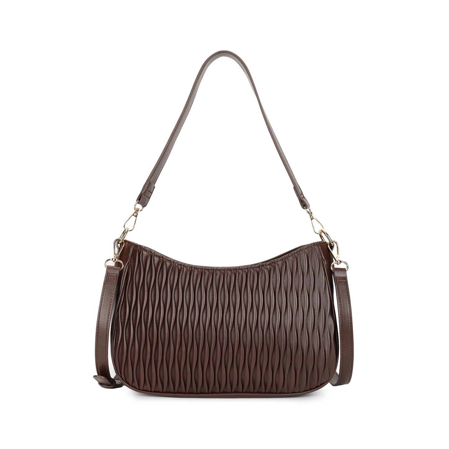 Fastrack Brown Wave Shoulder Bag for Women | Faux-Leather Handbag | Dual-Carry Shoulder & Crossbody Sling | Spacious Everyday Bag with Organizer Pockets