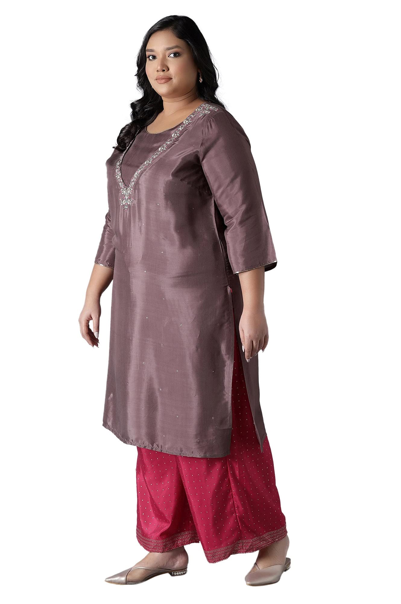 W Shantung Strechable Parallel Pants for Women | Shantung Parallel Pants for Women | Trousers for Women | W for Woman