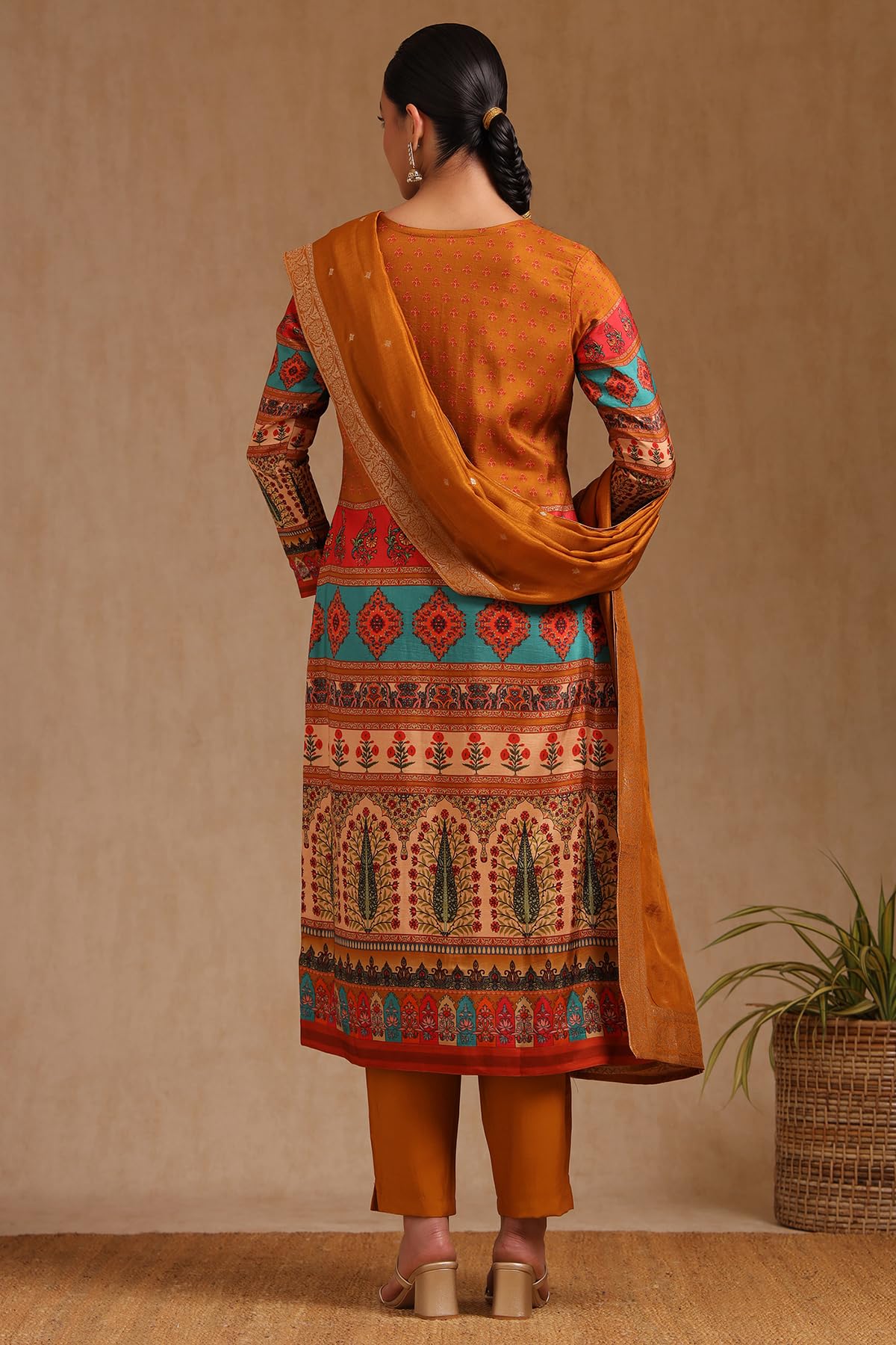 Soch Womens Viscose Ethnic Motif Suit Set With Beads And Stones