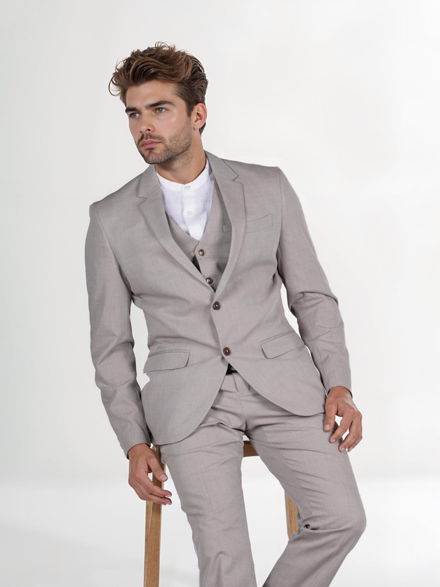 Celio Men Beige Solid Regular Fit Viscose Rayon Formal Blazer (3596656264394, Beige, 40)