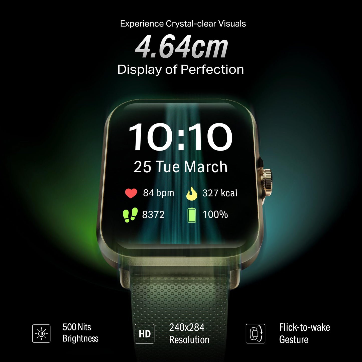 boAt New Launch Storm Infinity w/ 15 Days Extensive Battery Fueled by Huge 550mAh Battery, Fast Charge, 1.83”(4.65cm) HD Display, Functional Crown, BT Calling, Smart Watch for Men & Women (Jade Gold)