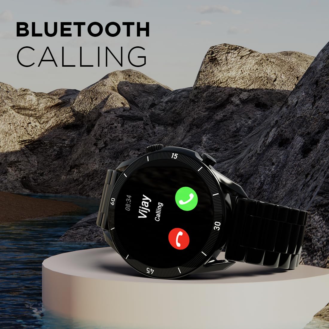 Fire-Boltt Legacy Luxury Smartwatch | 1.43" AMOLED Display with Always On | Bluetooth Calling & Voice Assistant | IP68 Water Resistant | Health & Fitness Tracker with 110+ Sports Modes (Black SS)